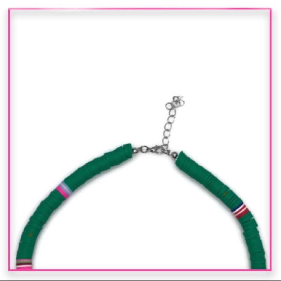 Large Green & Hot Pink Choker Necklace - Picture 3 of 12